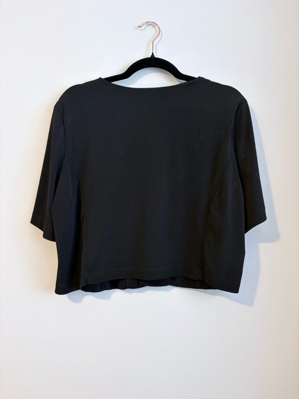 True Envy Black Ruffle Neck Open Front Top 16W Career Stretch - Picture 4 of 7